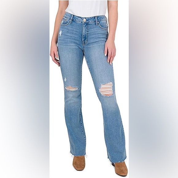 Women's Light Blue Distressed Jeans - Picture 2 of 16